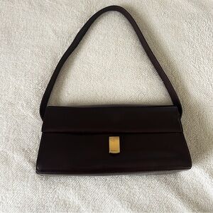 Vintage FURLA Shoulder Handbag Brown Leather